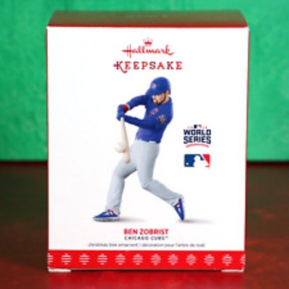 Hallmark 1995QXI1542 MLB Ben Zobrist Chicago Cubs MLB Christmas Ornaments - Picture 1 of 3